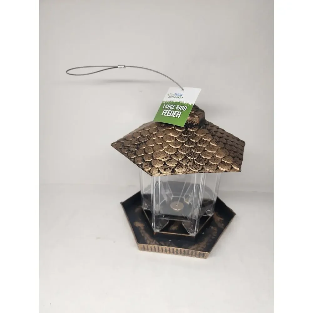 Gold Plastic Songbird Lantern Wild Bird Hopper Feeder